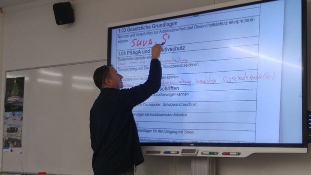 Herr Ammann am Smartboard
